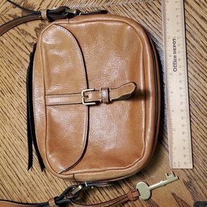 Fossil tan genuine leather crossbody